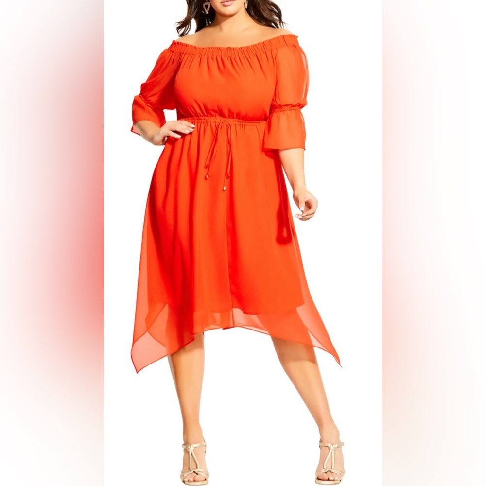 COPY - City chic off the shoulder handkerchief midi dress